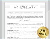 Professional Resume Template, ATS Friendly, Executive Resume, Word, Google Docs, CV Template, Minimalist, Simple, Modern Resume Template