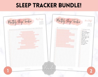 Sleep Tracker Printable BUNDLE! Monthly Sleep Journal, Sleep Log, Sleep Tracking, Sleep Planner, Baby, New Mom, Wellness, Dream, Self Care