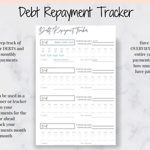 Debt Payoff Tracker Printable, Budget Planner, Financial Planner, Debt Snowball Dave Ramsey, Repayment, Budget Template, Payday Bill Tracker image 2