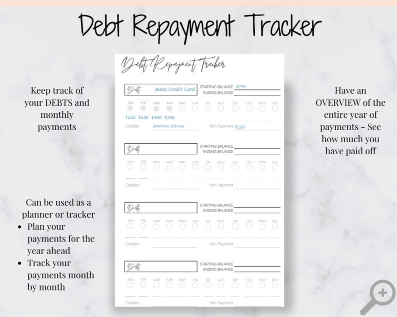 Debt Payoff Tracker Printable, Budget Planner, Financial Planner, Debt Snowball Dave Ramsey, Repayment, Budget Template, Payday Bill Tracker image 2