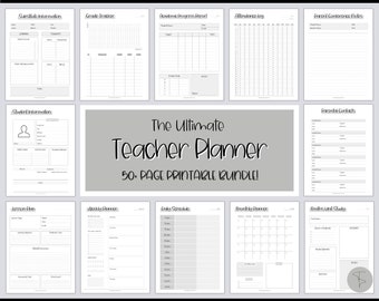 TEACHER Planner Printable, 50+ pg BUNDLE, Homeschool Teacher, Academic Planner, Lesson Plan Template, Future, Back to School Organizer, PDF
