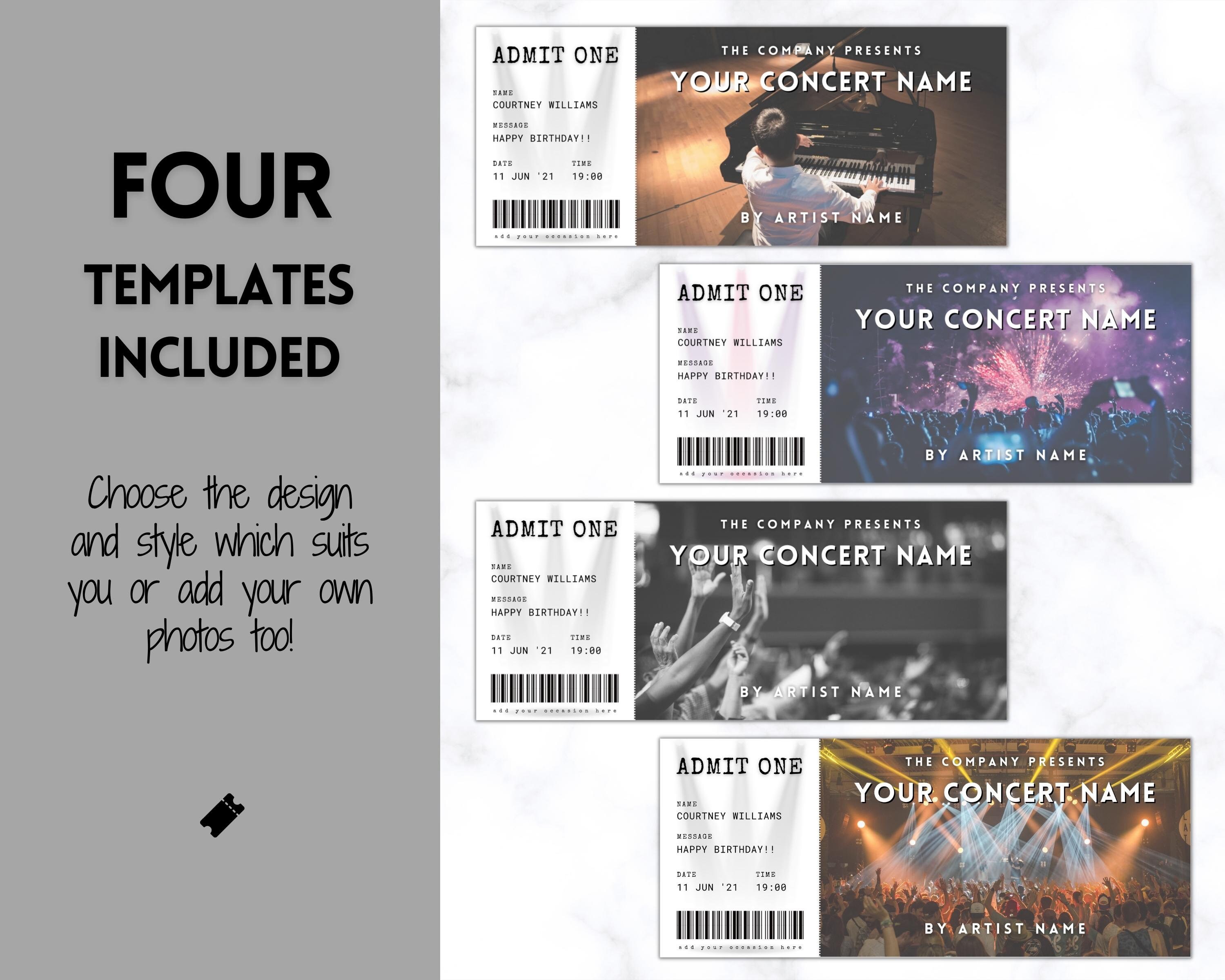 Event Ticket Editable Template  Perfect Gift for Special Occasions