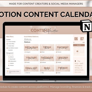 Social Media Planner Notion Template, Content Calendar, Aesthetic Notion Dashboard, Social Media Tracker, Notion planner, content creator