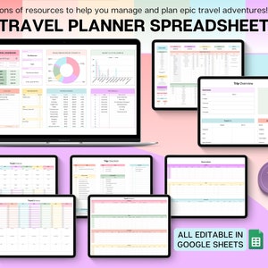 Ultimate Travel Planner, Travel Spreadsheet, Digital Travel Journal, Trip Itinerary Template, Vacation Budget, Packing List, Google Sheets