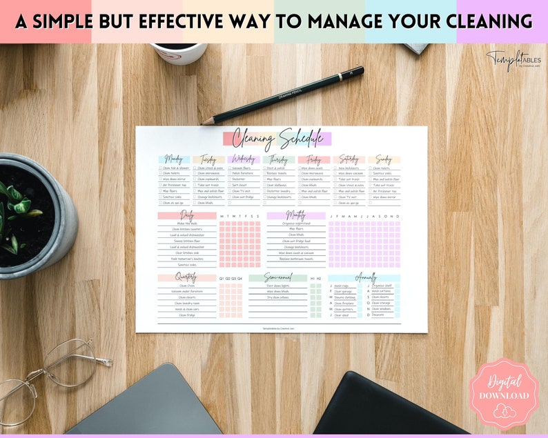 EDITABLE Cleaning Planner, Cleaning Checklist, Cleaning Schedule, Weekly House Chores, Adhd Clean Home, Monthly, Household Planner Printable image 6