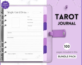 Tarot Journal, 100+ Pg Printable Tarot Planner Workbook, Daily Card Reading, Tarot Spreads, Tarot Deck Notebook, Witch, Grimoire, Oracle