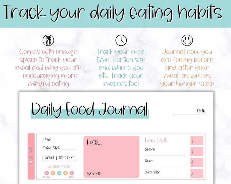 Colorful Meal Planner Printable BUNDLE Weekly Food Diary - Etsy