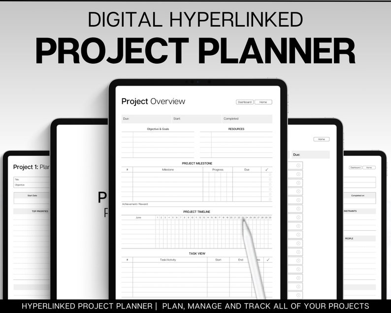 Digital Project Planner! Project Tracker, Project Management, Digital Planner, Work Schedule, Business, Student, Productivity, Gantt, Plan