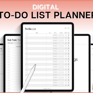 Digital To Do List, Hyperlinked To Do List for Digital Planners, GoodNotes Template, iPad To Do List, Digital Task List, Brain Dump Template