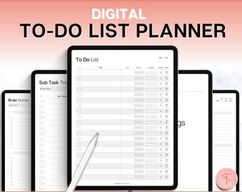 Minimalist To Do List, Hyperlinked To Do List for Digital Planners, GoodNotes Template, iPad To Do, Digital Task List, Brain Dump Template