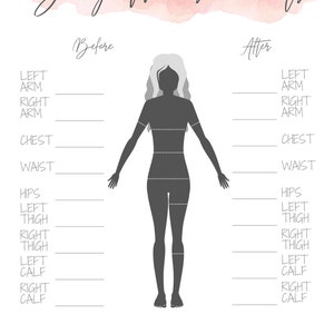 Weight Loss Tracker, Body Measurement Fitness Planner. Template