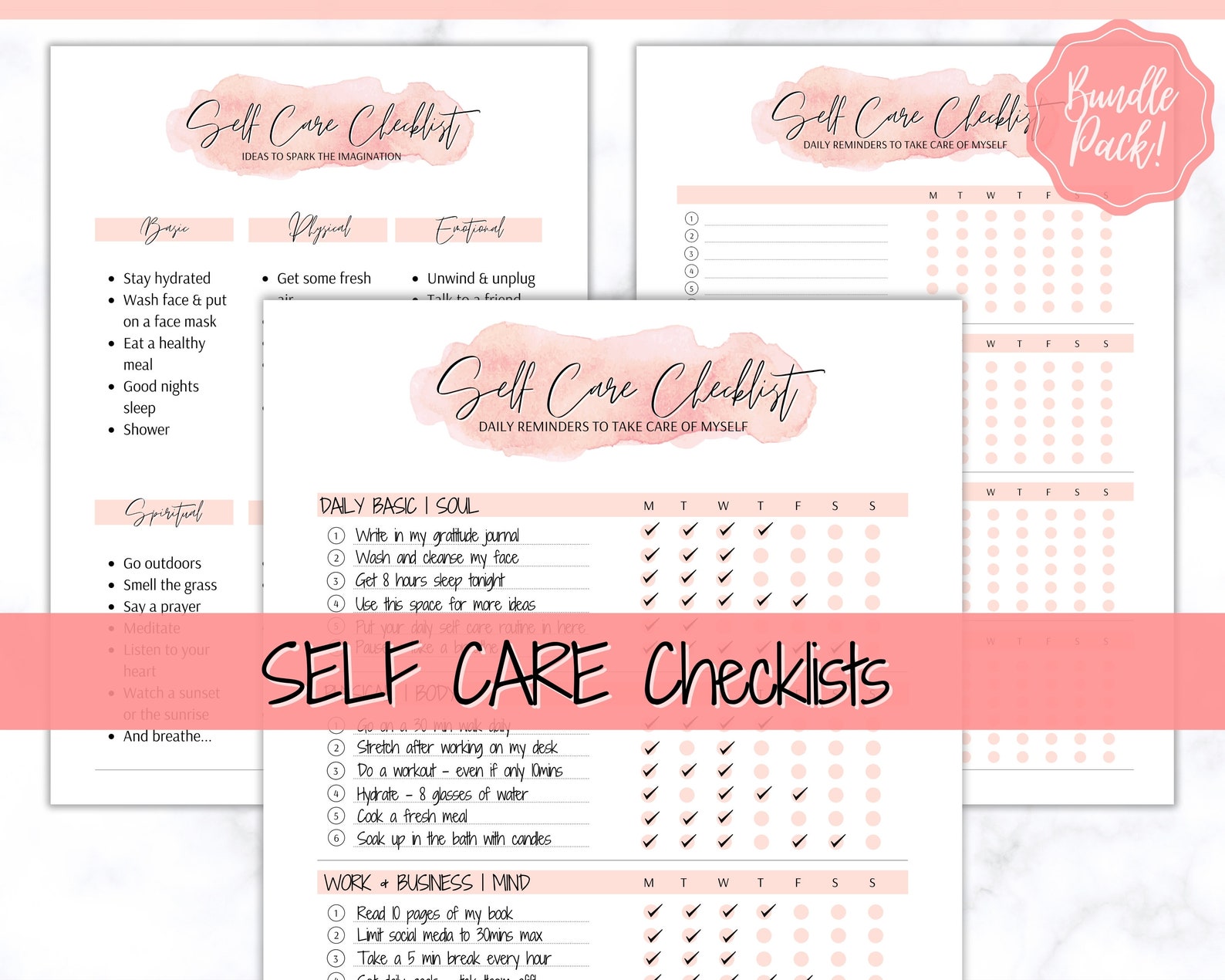 Self Care Planner, Self-care Checklist, Selfcare Journal Tracker ...
