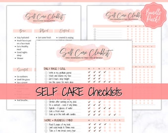Self Care Planner, Self-Care Checklist, Selfcare Journal Tracker, Wellness Planner Printable, Daily Wellbeing, Mindfulness Mental Health Kit