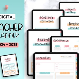 Digital Teacher Planner, 2024 & 2025 Academic Planner, Lesson Plan Template, iPad Planner, GoodNotes, Teaching, Substitute Report Templates