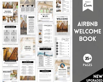 Airbnb-welkomstboeksjabloon, bewerkbare Canva-welkomstgids, Air bnb House-handleiding, Superhost eBook, hostborden, bewegwijzering, VRBO-vakantiewoning