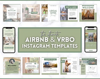 AIRBNB Instagram Templates! Editable Social Media Posts, Canva, Air bnb, Superhost, Host signs, Signage, VRBO Vacation Rental, Welcome Book