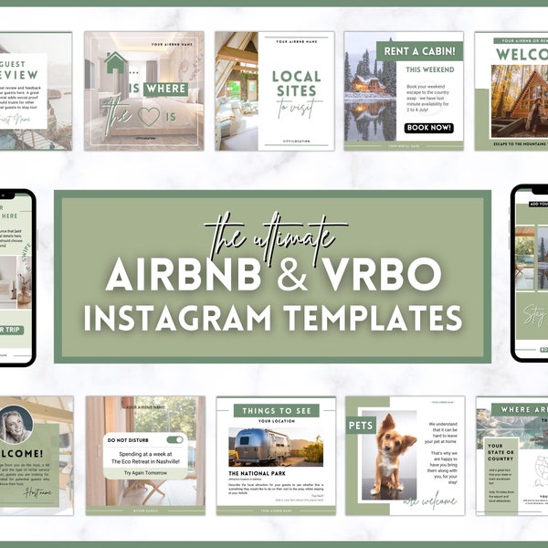 AIRBNB Instagram Templates! Editable Social Media Posts, Canva, Air bnb, Superhost, Host signs, Signage, VRBO Vacation Rental, Welcome Book