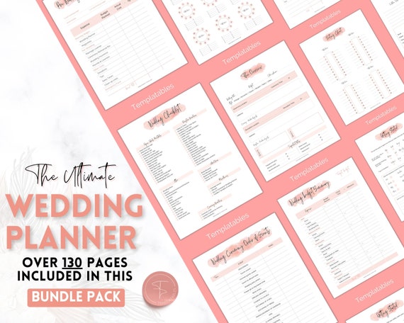 Ultimate Wedding Planner Printable Bundle, Wedding Binder, Wedding Checklist, Wedding Day Schedule, Wedding To Do List, Budget, Timeline