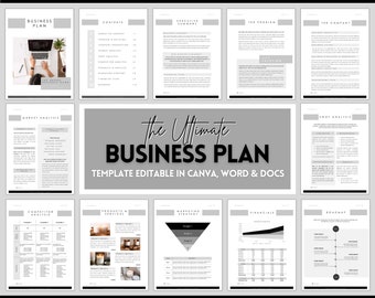 Business Plan Template, Small Business Planner Proposal, Start Up Workbook, Business Analysis, Canva, Word, Google Docs, EDITABLE Plan