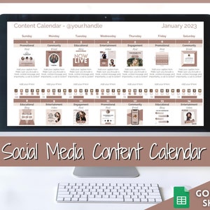 Social Media Content Calendar, Google Sheets Spreadsheet, Editable Planner, Social Media Manager, Instagram, Youtube, TikTok, Influencer