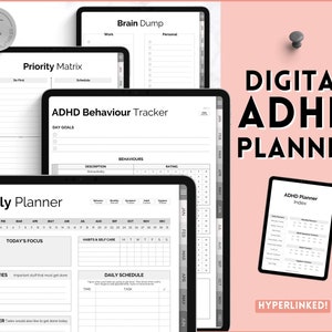 Planificador digital de TDAH, Planificador diario para adultos neurodivergentes, Plantilla de volcado de cerebro, Lista de tareas pendientes, Limpieza, Rastreador de síntomas, iPad GoodNotes