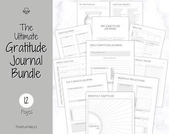 Printable Gratitude Journal BUNDLE Mindfulness Log, Gratitude Template ...