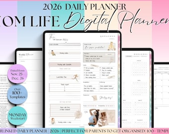 2026 Mom Life Digital Planner, MOM Digital Planner, Busy Mom, GoodNotes, iPad, Digital Life Planner, FREE stickers & Covers, Stay at home