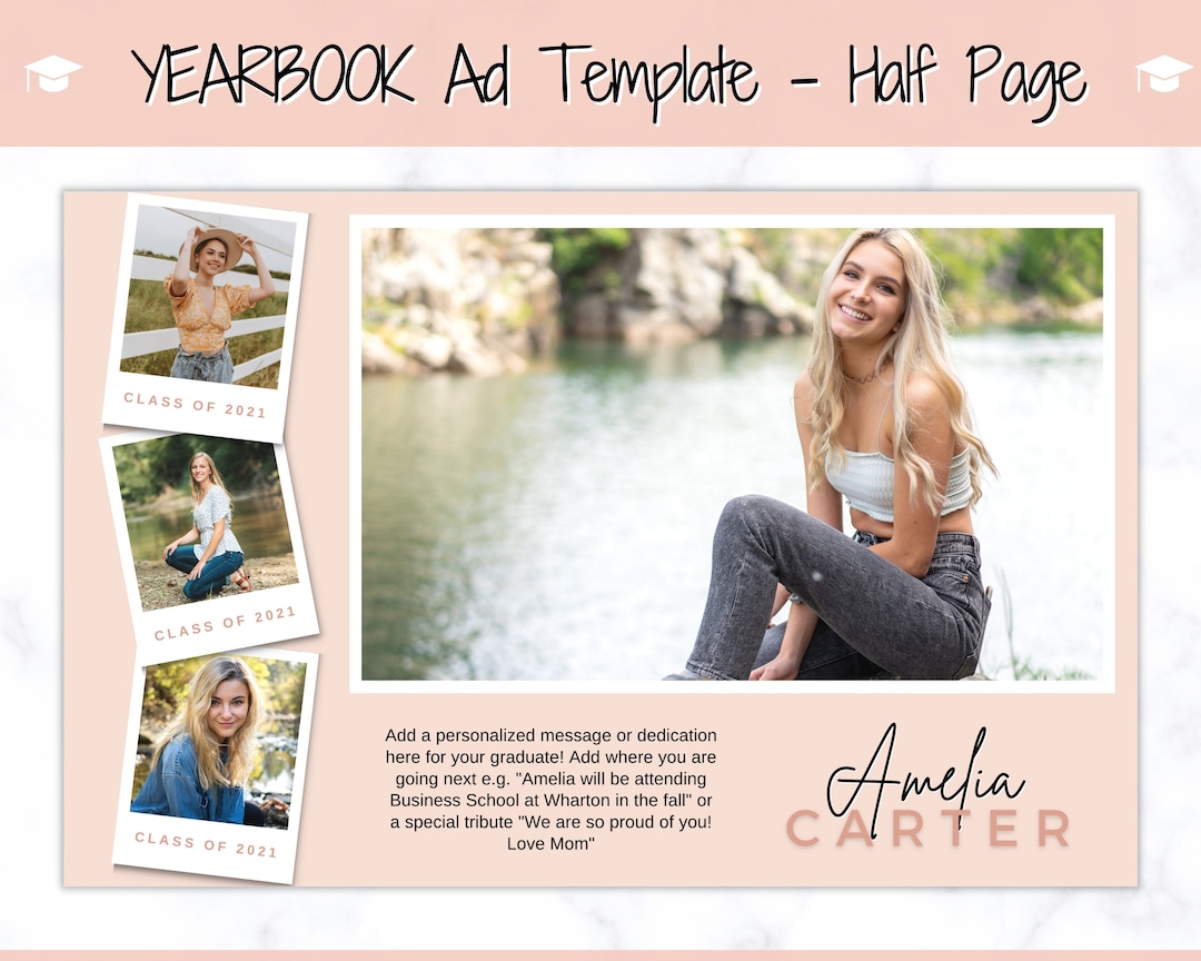 Yearbook Grad Pages. Example Yearbook Template, Senior & High School Graduation, Grad Announcement ...