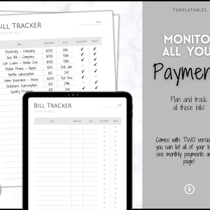 Bill Payment Tracker Printable Monthly Bill Organizer & - Etsy