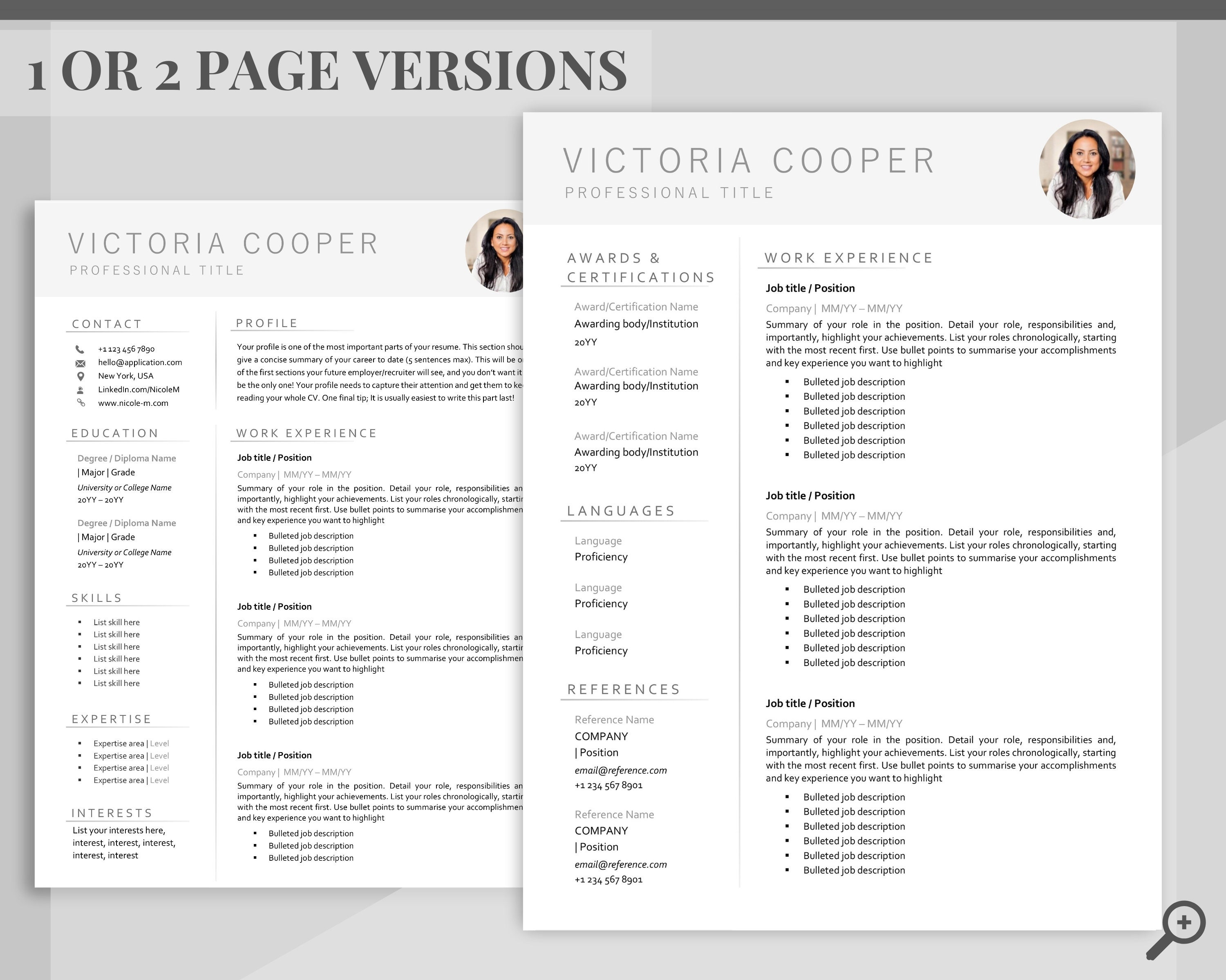 Professional Resume Template Word CV Template Professional Etsy UK