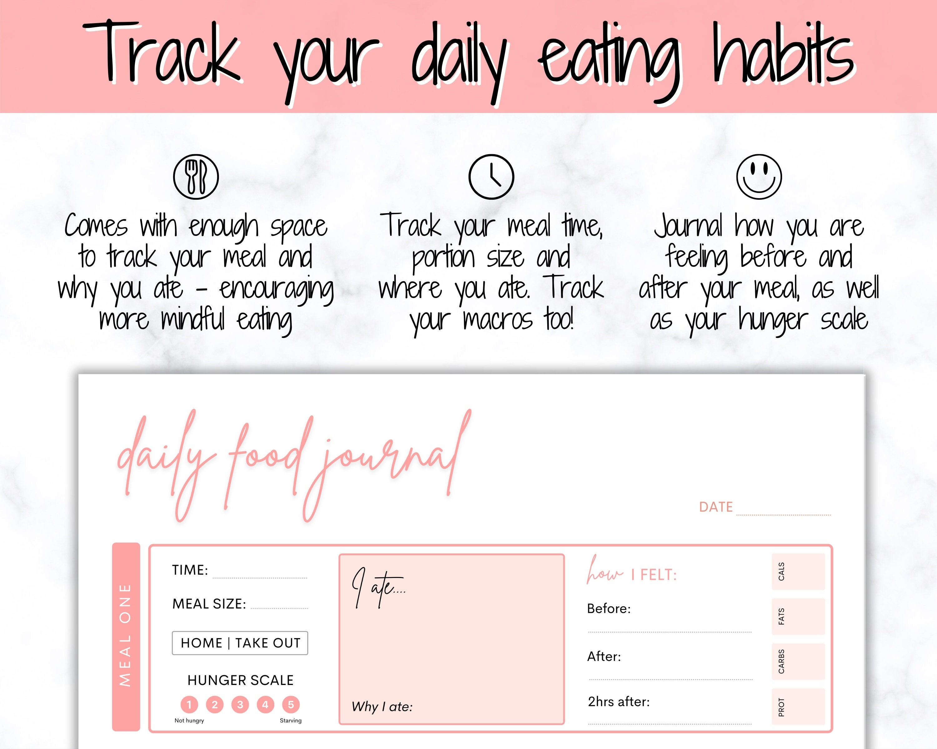 PINK Meal Planner Printable BUNDLE Weekly Food Diary Meal | Etsy