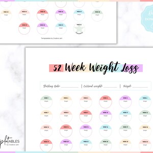 52 Week Weight Loss Tracker, 12 Month Challenge, Weightloss Journal ...