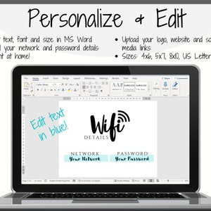 Wifi Password Sign, Editable Wifi Sign Printable Template, Be Our Guest Sign, Wi-fi password sign, Airbnb Guest Room, Wall Art, Landscape image 3