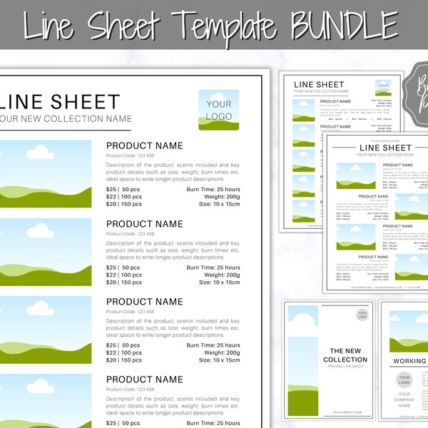 Line Sheet for Wholesale. Price List Template, Editable Candle Template Catalog, Seller shop, Product Sales Sheet, Canva Linesheet Catalogue