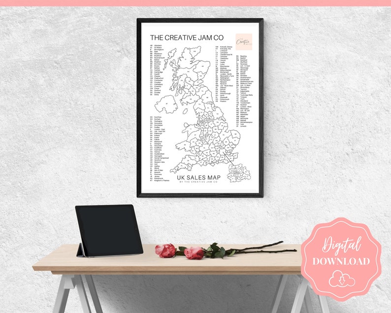 EDITABLE UK Postcode Sales Map, Business Colour in Map, Etsy Sales ...