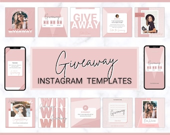 Instagram Post Templates for Giveaway! Social Media Engagement Booster Canva, Small Business Feed, Instagram Frame, Coaching Marketing Flyer