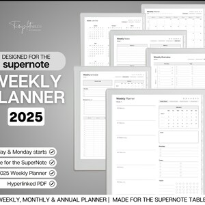 2025 WEEKLY Planner, Supernote Template, Hyperlinked Digital Planner, Calendar, Schedule, Supernote Planner, a5x a6x, Template for Supernote