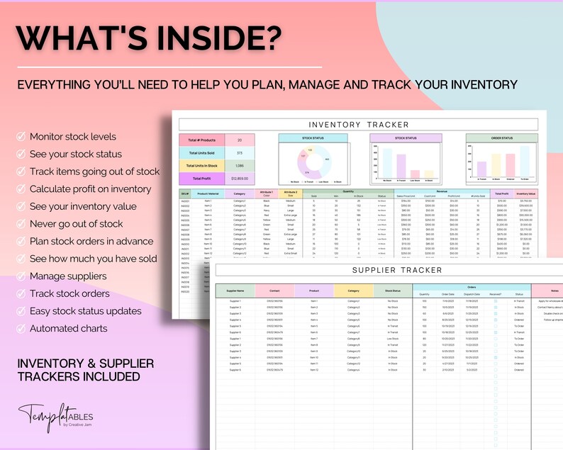 Inventory Tracker Spreadsheet, Small Business Inventory Management ...