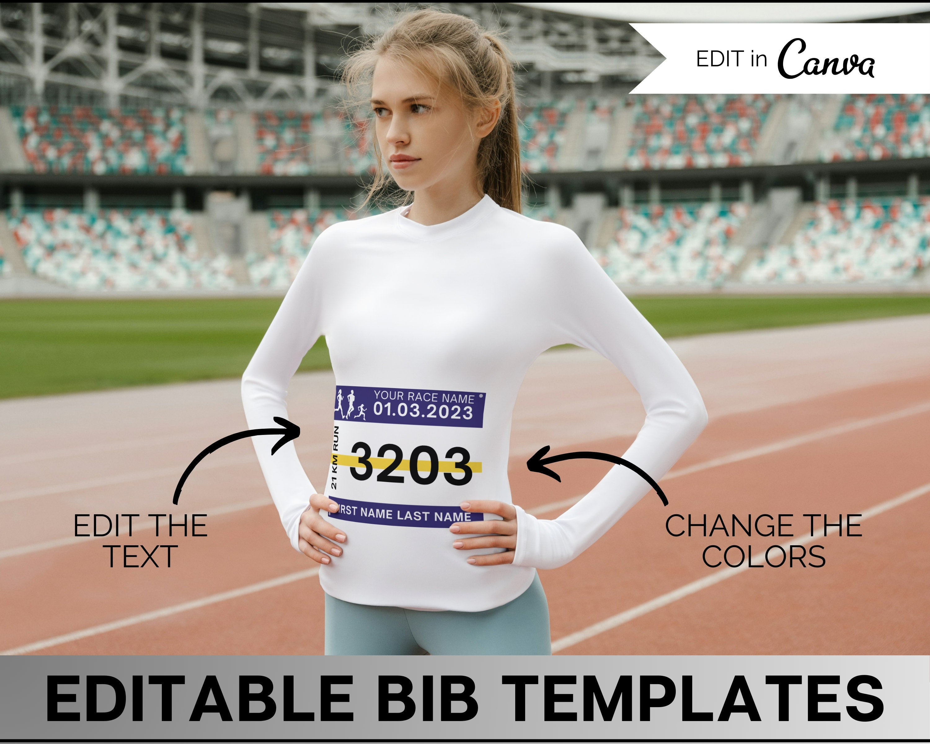 Editable Race Bib Templates, 7 Running Race Bib Templates Included ...