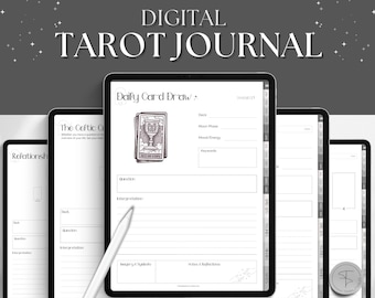Tarot Journal, DIGITAL Tarot Planner Workbook, Daily Card Reading, Tarot Spreads, Tarot Deck Notebook, Witch, Grimoire, Oracle, GoodNotes