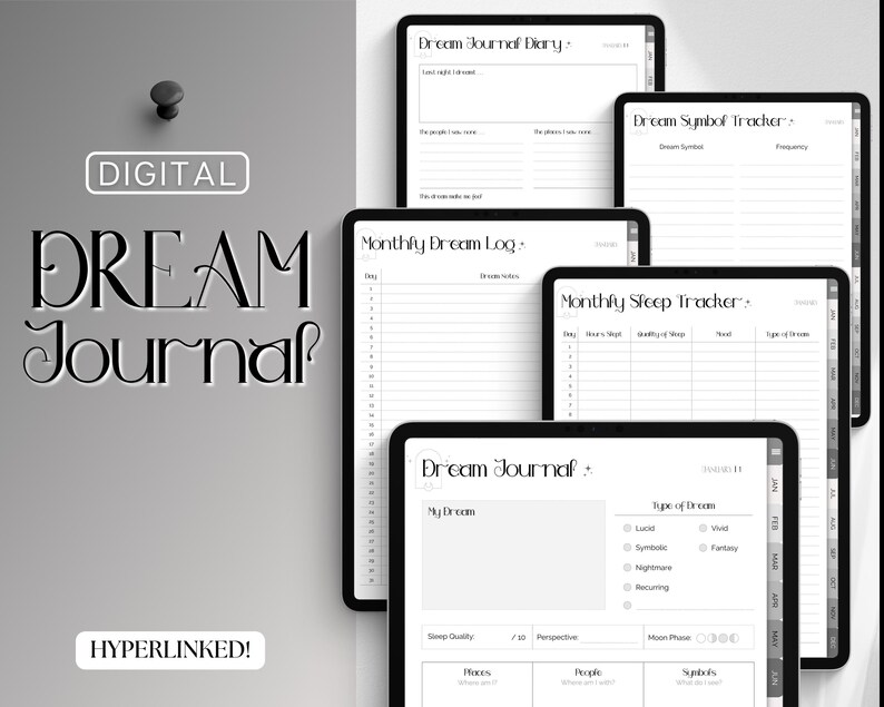 Digital Dream Journal, Digital Journal for Goodnotes, iPad Digital ...