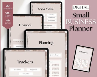 Digital Small Business Planner, Tracker non datati, Social Media, Finanze, Diario digitale GoodNotes, Mensile, Settimanale, Side Hustle, iPad