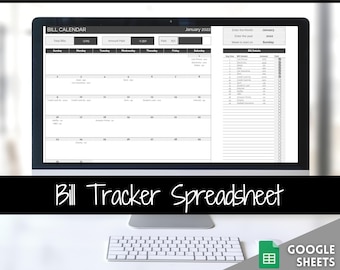 Kalkylblad för fakturabetalningsspårning, månatlig fakturakalender, automatiserade Google Sheets, budgetutgift, finansmall, checklista för räkningar, årlig