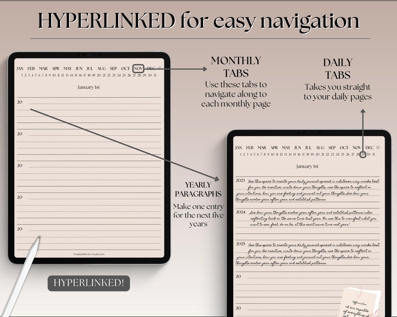 One Line a Day Digital Daily Journal, 5 Year Journal, Goodnotes iPad ...