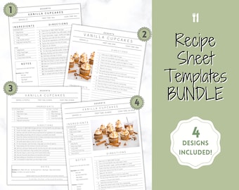 Recipe Book template, EDITABLE Recipe Sheet Template, Recipe Cards, Minimal Recipe Binder, 8.5x11 Printable Farmhouse, Food Planner Journal