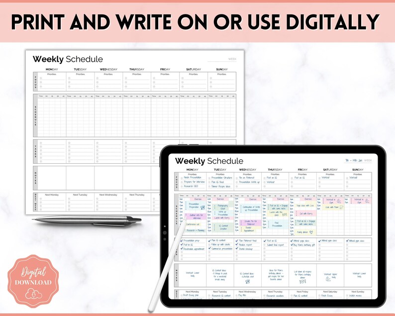 Weekly Schedule Checklist.pdf Weekly to Do List Printable, Weekly Schedule, Checklist PDF, Minimalist ...