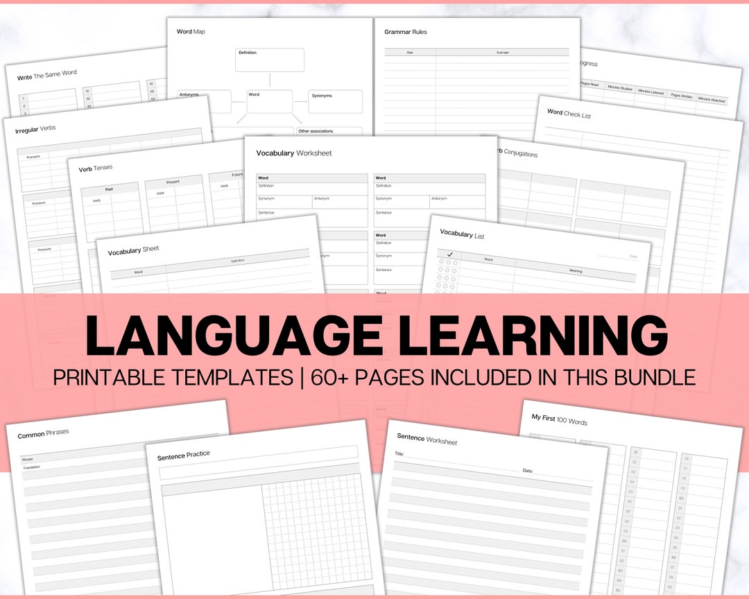 Language Learning Planner, Study Korean, Japanese, Spanish, French ...