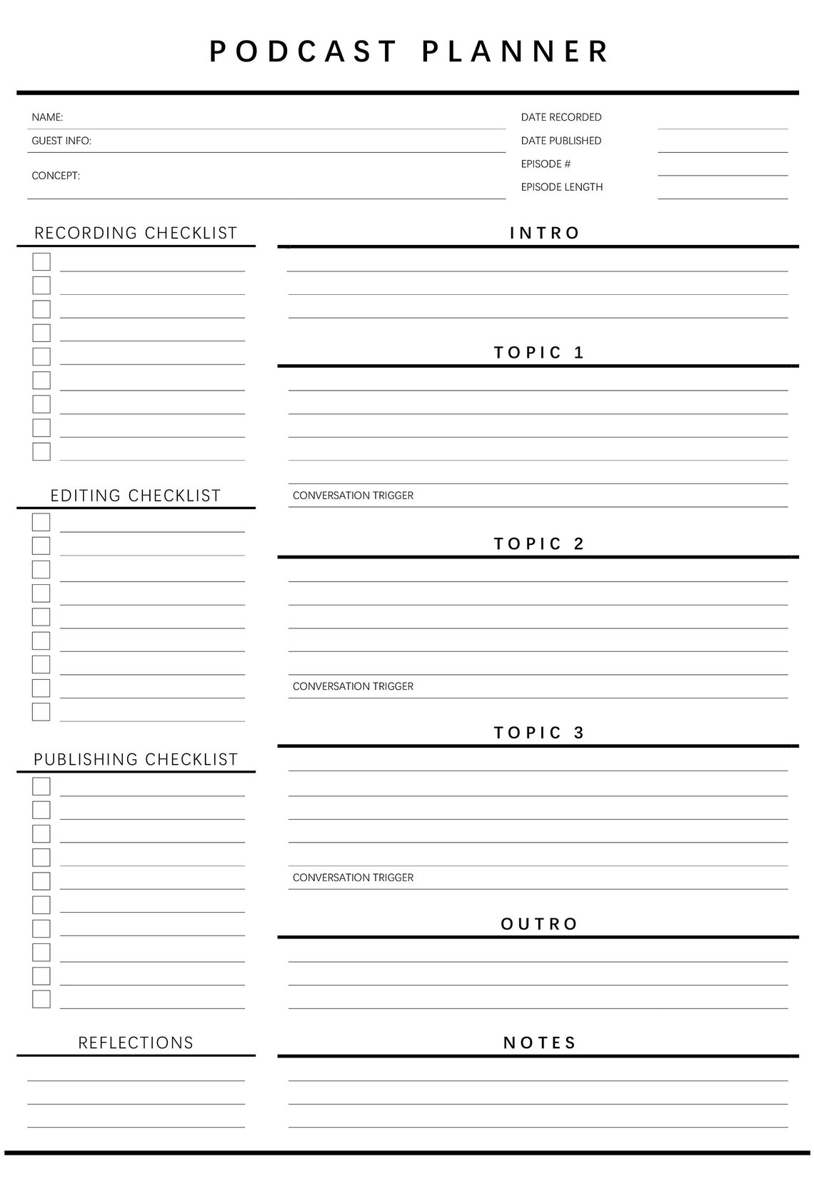 Podcast Planner EDITABLE Podcast Template Content Calendar Etsy Podcast Planner EDITABLE Podcast Template Content Calendar Etsy