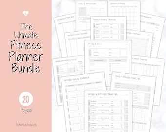 Fitness Planner, Weight Loss Tracker, BUNDLE, Workout Planner Fitness Journal, Wellness, Health Goal, Meal Planner, Self Care, Habit Tracker
