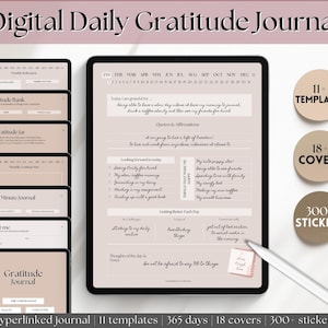 Digitales Dankbarkeit Journal, Daily Mindfulness Journal, GoodNotes Digital Planner, Wellness, Reflections, 366 Tage digitale Molkerei, iPad, 2024